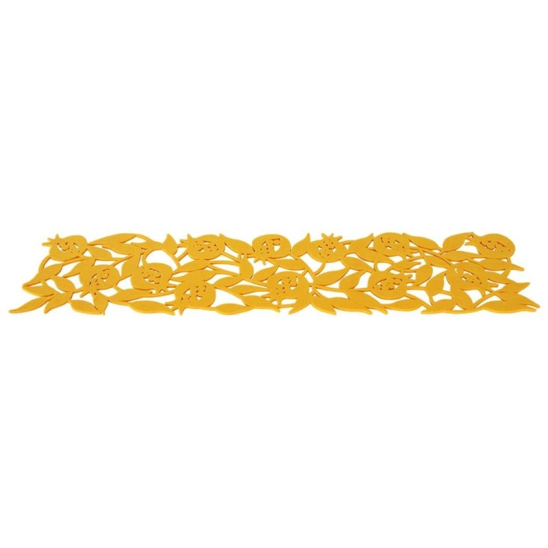 Dorit Judaica Felt Pomegranate Table Runner - Mustard