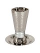 Yair Emanuel Textured Nickel 5-Bands Kiddush Cup with Plate