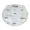Light Marble Design Glass Passover Seder Plate - Raised Cups