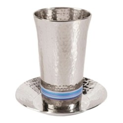 Yair Emanuel Designer Kiddush Cup Set With Hammered Design (Variety of