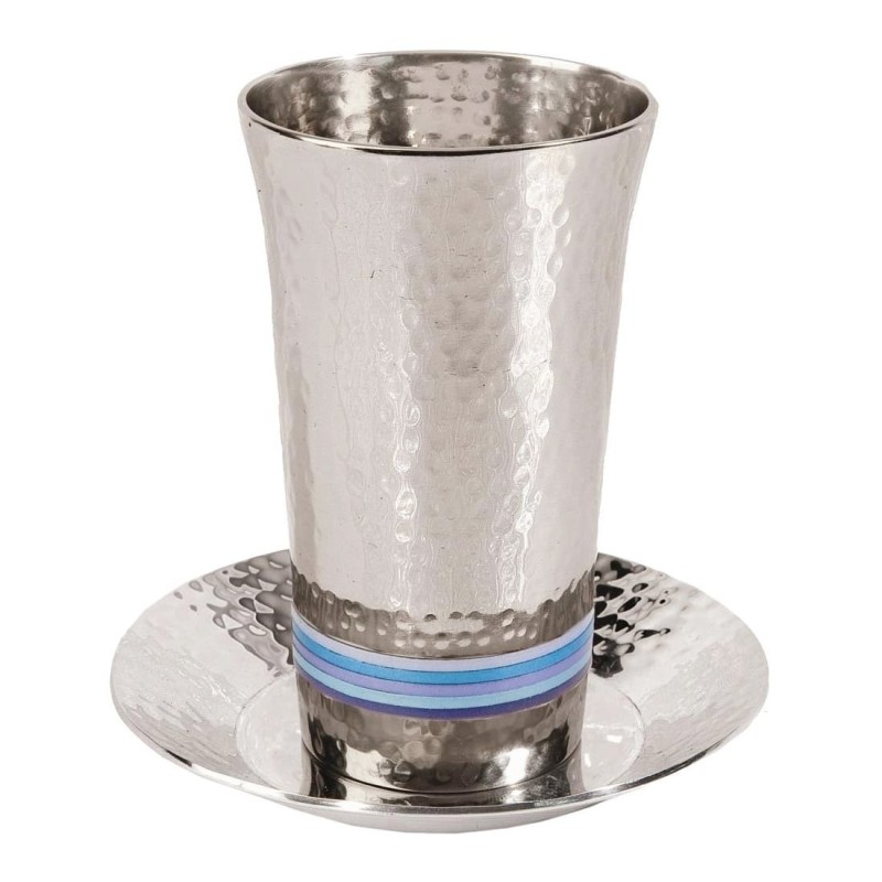 Yair Emanuel Designer Kiddush Cup Set With Hammered Design (Variety of