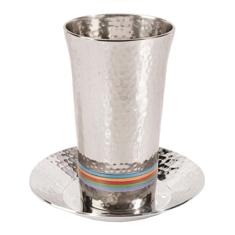 Yair Emanuel Designer Kiddush Cup Set With Hammered Design (Variety of