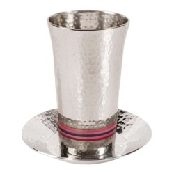 Yair Emanuel Designer Kiddush Cup Set With Hammered Design (Variety of