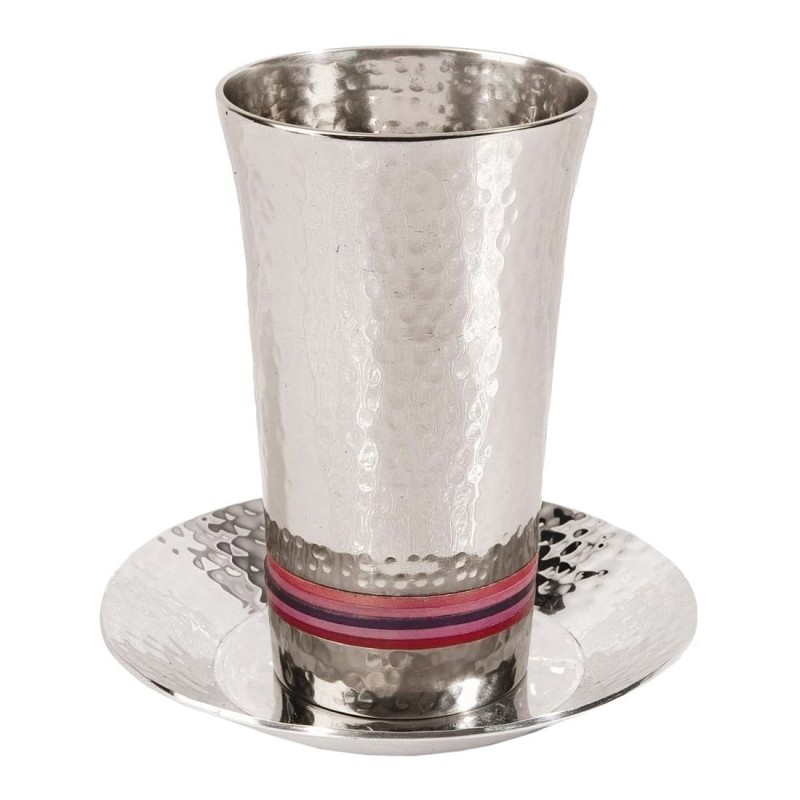 Yair Emanuel Designer Kiddush Cup Set With Hammered Design (Variety of