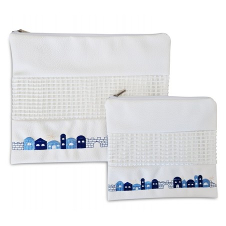 White Faux Leather Tallit and Tefillin Bag ... | Talit & Tefillin Bags