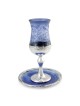 Handmade Blue Glass and Sterling Silver-Plated Kiddush Cup