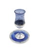 Handmade Blue Glass and Sterling Silver-Plated Kiddush Cup