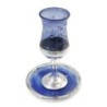 Handmade Blue Glass and Sterling Silver-Plated Kiddush Cup
