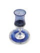 Handmade Blue Glass and Sterling Silver-Plated Kiddush Cup