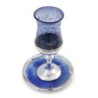 Handmade Blue Glass and Sterling Silver-Plated Kiddush Cup