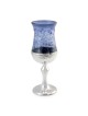 Handmade Blue Glass and Sterling Silver-Plated Kiddush Cup