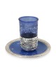 Handmade Dark Blue Glass and Sterling Silver-Plated Stemless Kiddush C
