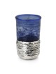 Handmade Dark Blue Glass and Sterling Silver-Plated Stemless Kiddush C