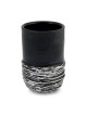 Handmade Black Ceramic and Sterling Silver-Plated Stemless Kiddush Cup