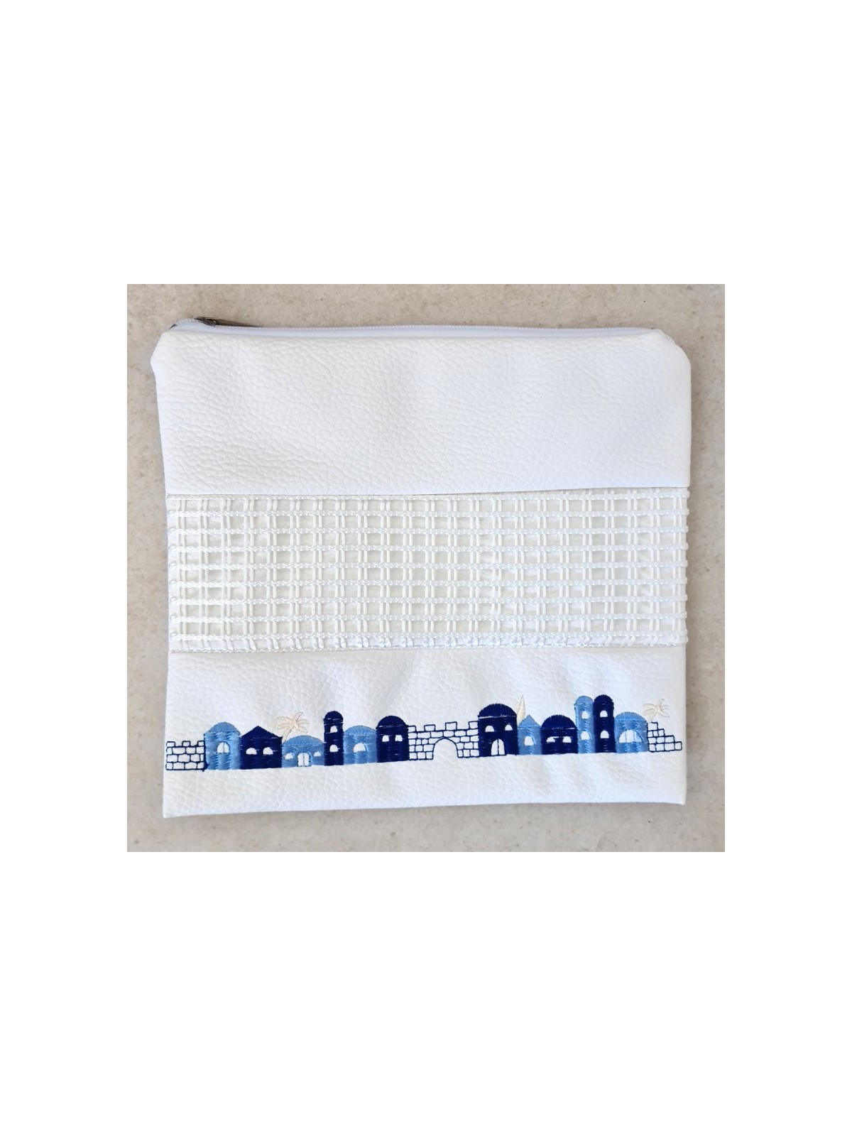 White Faux Leather Tallit and Tefillin Bag ... | Talit & Tefillin Bags