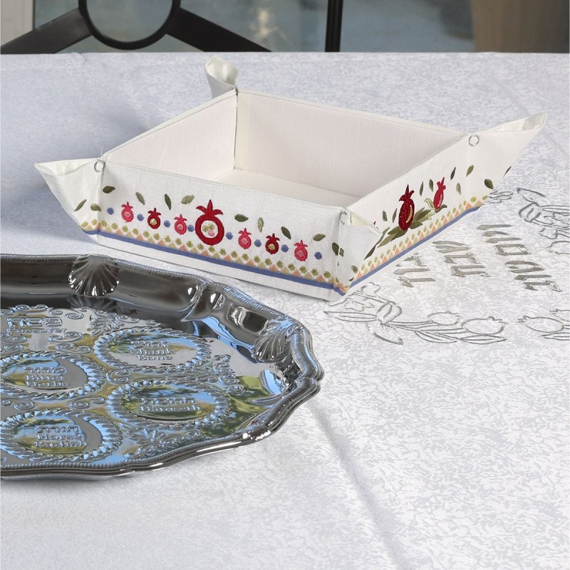 Yair Emanuel Embroidered Matzah Holder - Pomegranates
