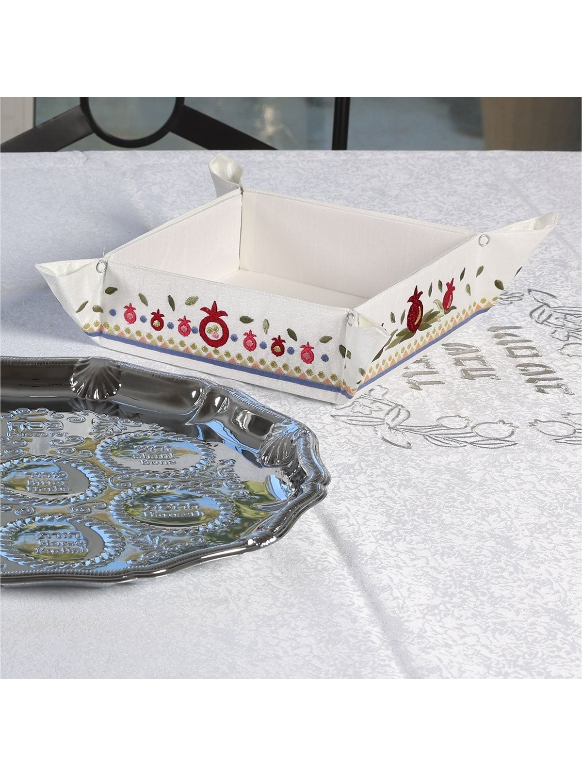 Yair Emanuel Embroidered Matzah Holder - Pomegranates