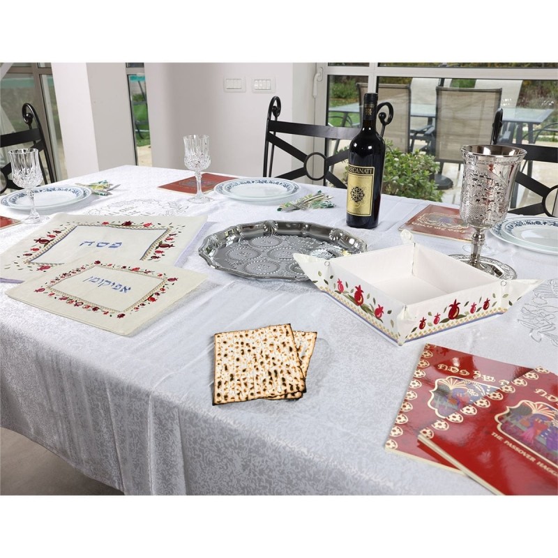 Yair Emanuel Embroidered Matzah Holder - Pomegranates