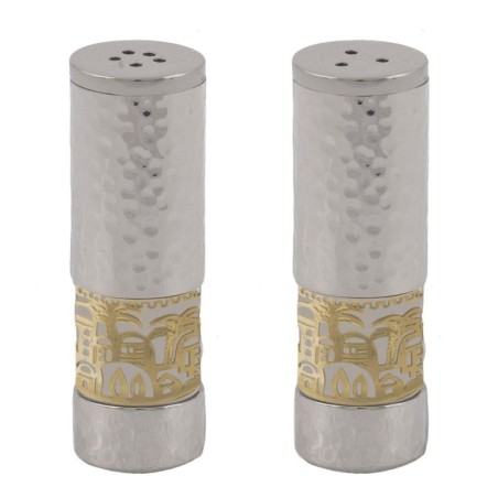 Yair Emanuel Hammered Effect Aluminium Salt & Pepper Set