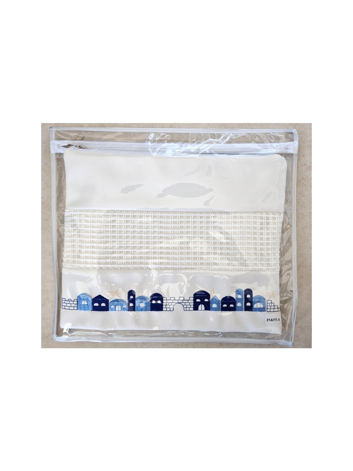 White Faux Leather Tallit and Tefillin Bag ... | Talit & Tefillin Bags