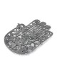 Ornate Filigree Hamsa: Yair Emanuel Aluminum Trivet (Flowers)