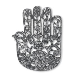 Ornate Filigree Hamsa: Yair Emanuel Aluminum Trivet (Flowers)