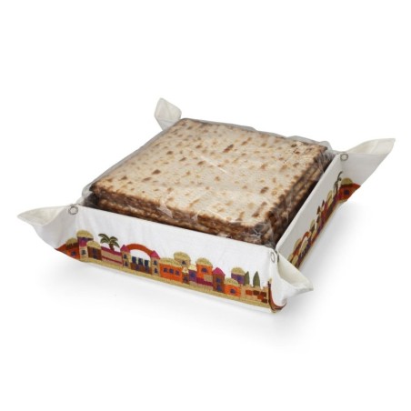 Yair Emanuel Embroidered Matzah Tray - Jerusalem