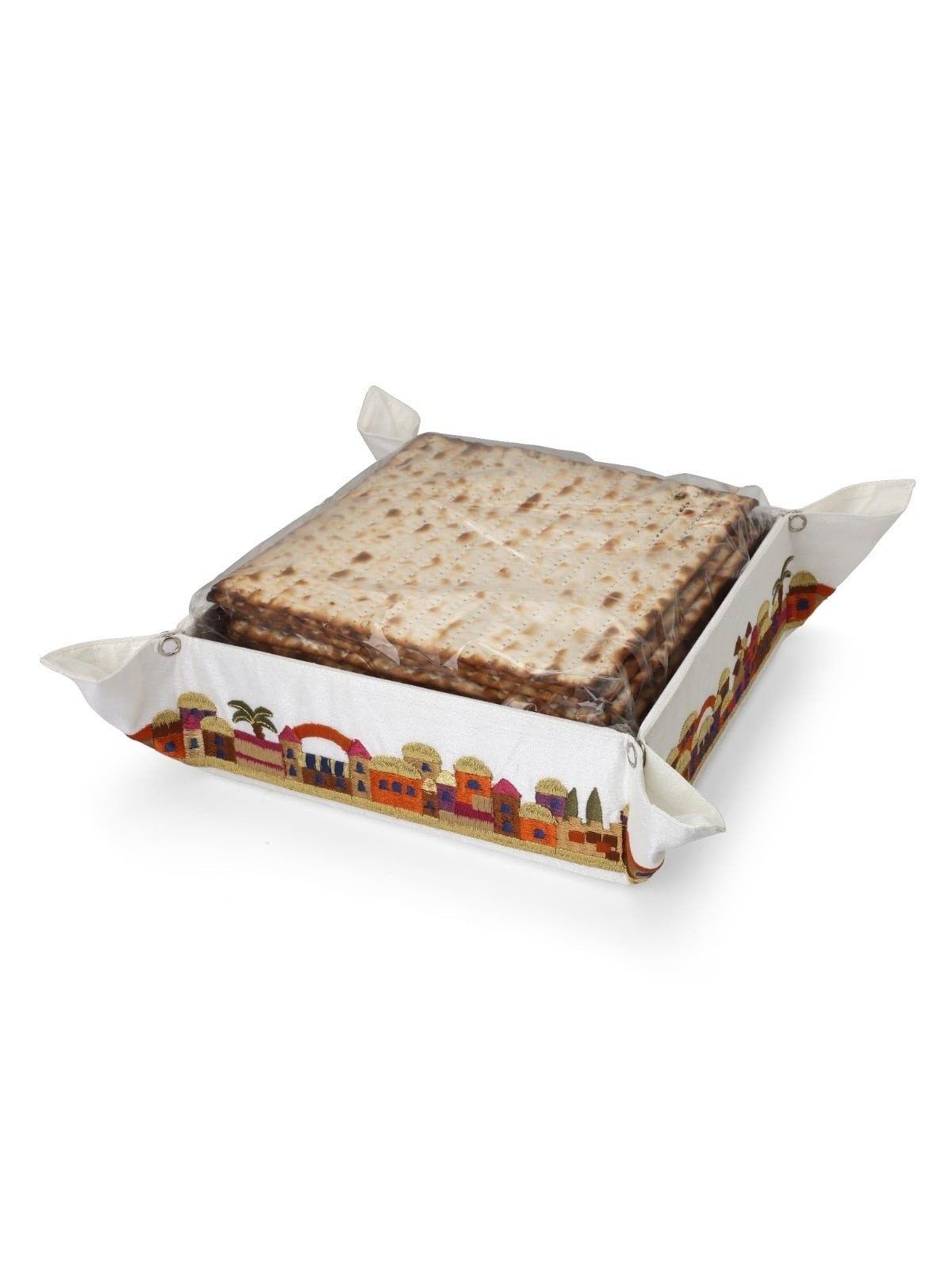 Yair Emanuel Embroidered Matzah Tray - Jerusalem
