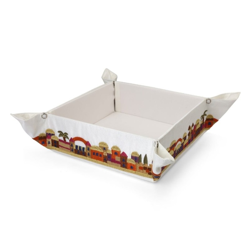 Yair Emanuel Embroidered Matzah Tray - Jerusalem