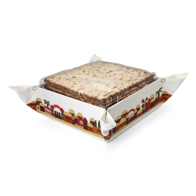 Yair Emanuel Embroidered Matzah Tray - Jerusalem