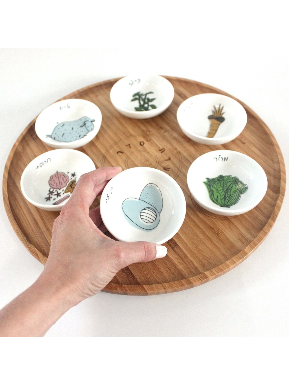 Modern Bamboo Passover Seder Plate by Mickala Design