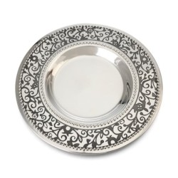 Yair Emanuel Floral Pomegranate Stainless Steel Kiddush Cup and Saucer