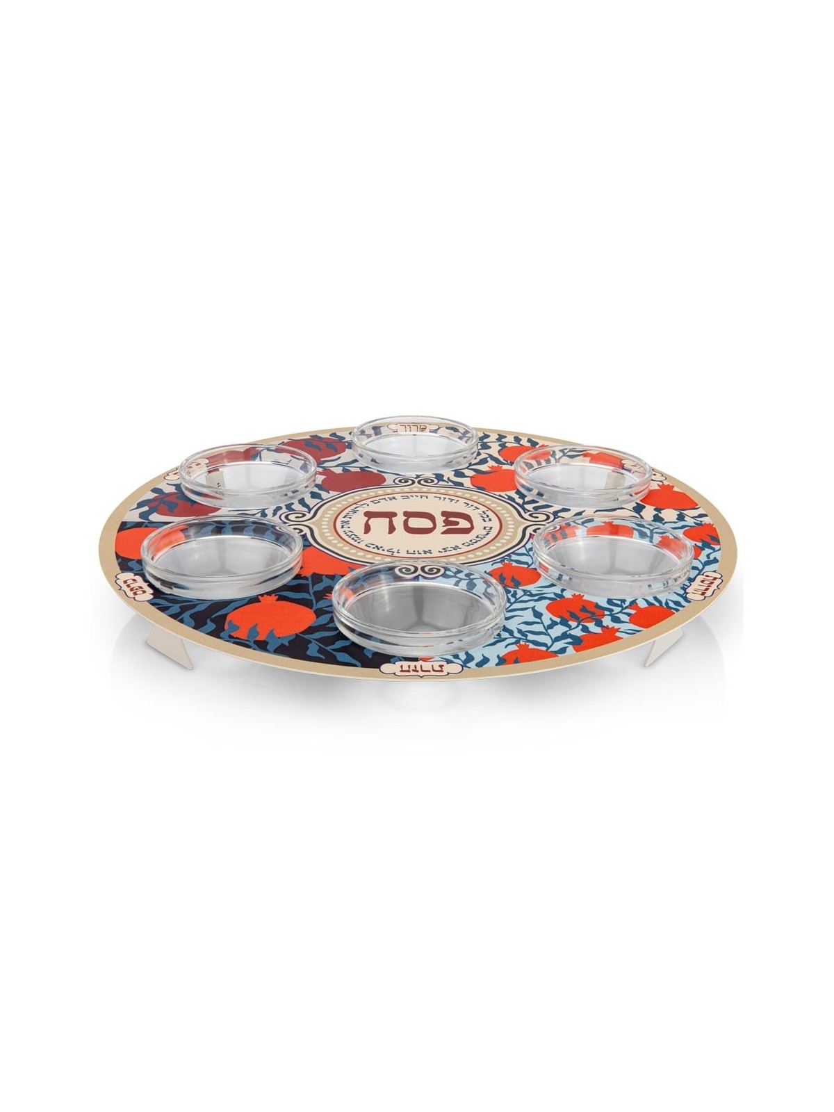 Passover Seder Plate with Multicolored Pomegranate Design by Dorit Jud