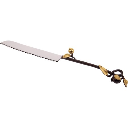 Yair Emanuel Copper Challah Knife with Pomegranates