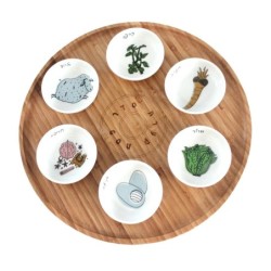 Modern Passover Seder Plate and Matzah Tray Set by Mickala Design
