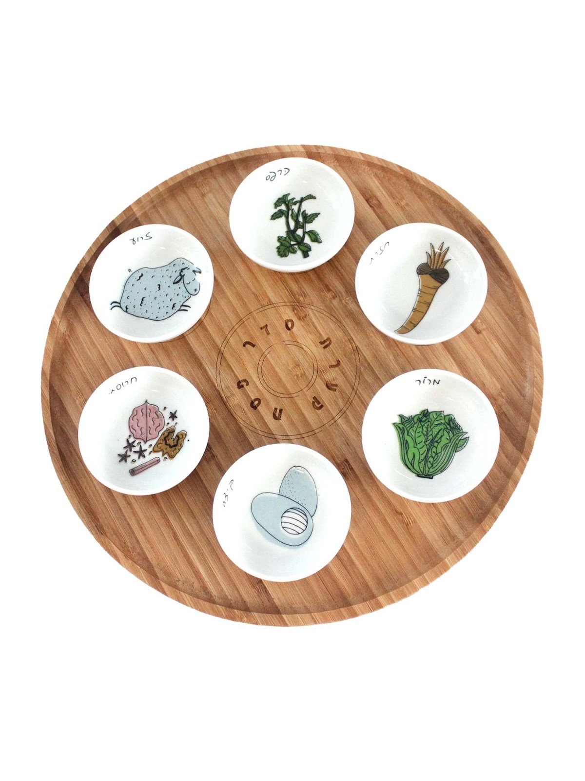 Modern Passover Seder Plate and Matzah Tray Set by Mickala Design