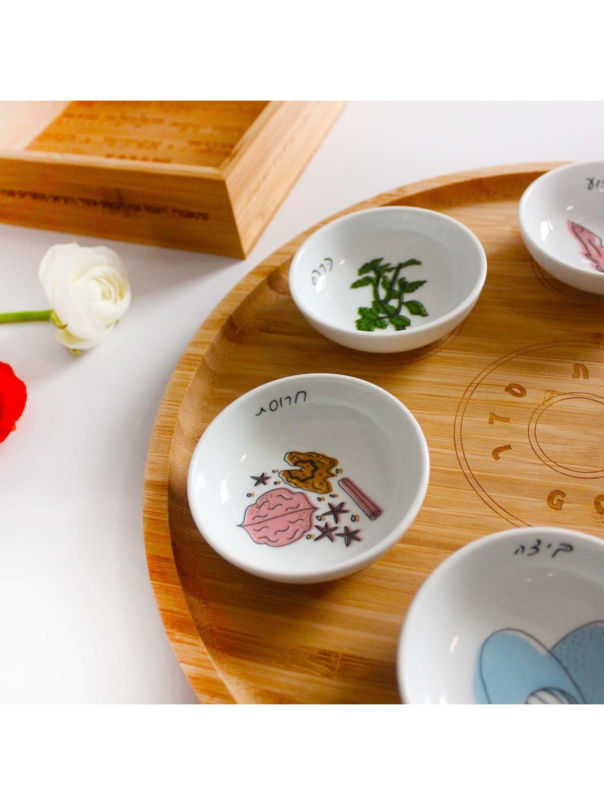 Modern Passover Seder Plate and Matzah Tray Set by Mickala Design