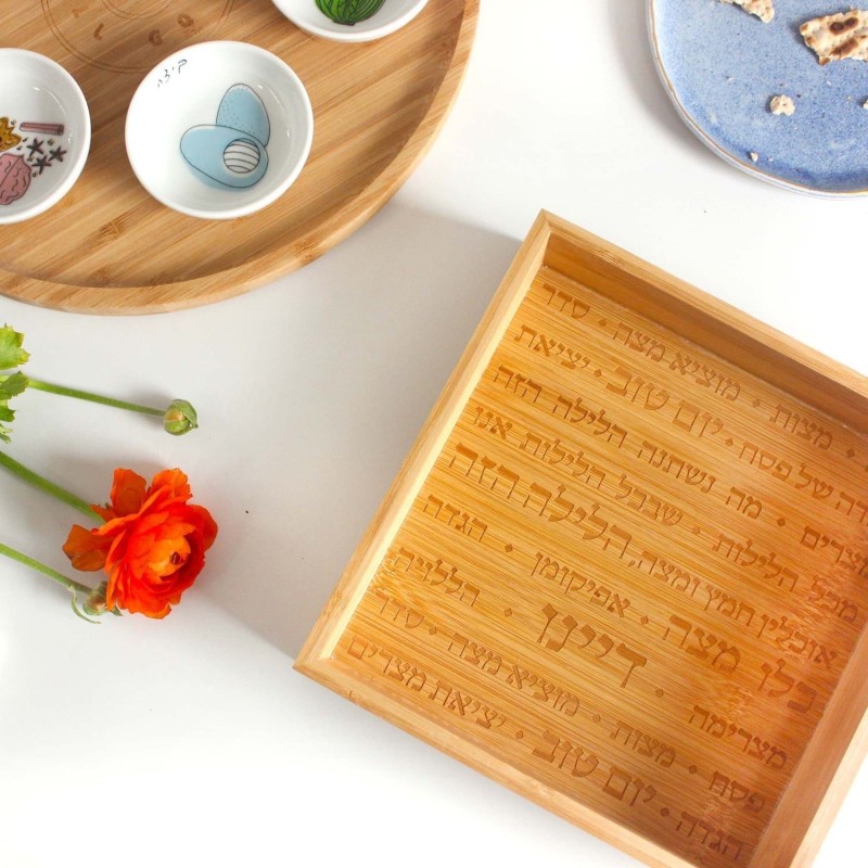 Modern Passover Seder Plate and Matzah Tray Set by Mickala Design