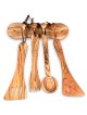 Olive Wood Kitchenware Set with Hanging Rack (5-Piece Set)
