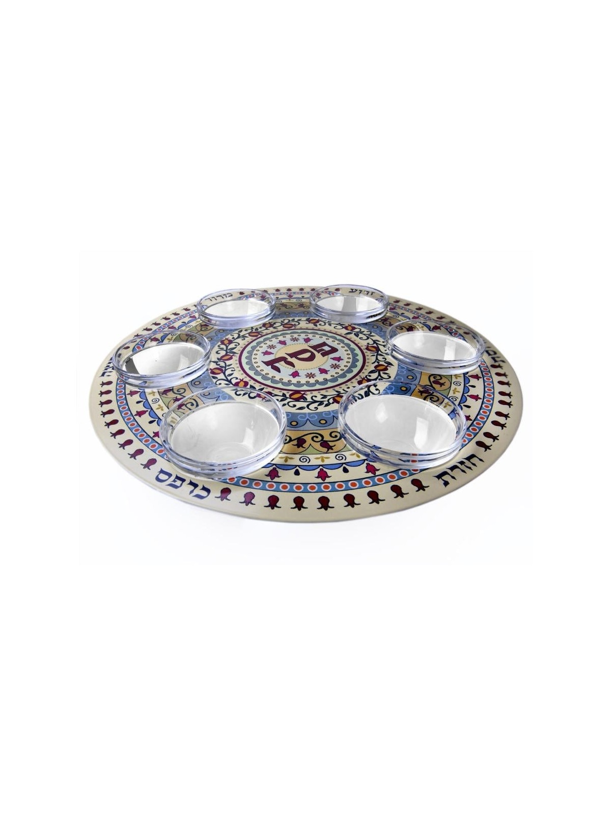 Designer Seder Plate With Pomegranate Mandala By Dorit Judaica