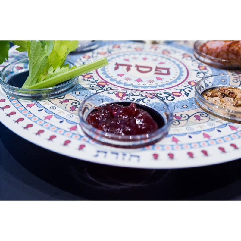 Designer Seder Plate With Pomegranate Mandala By Dorit Judaica