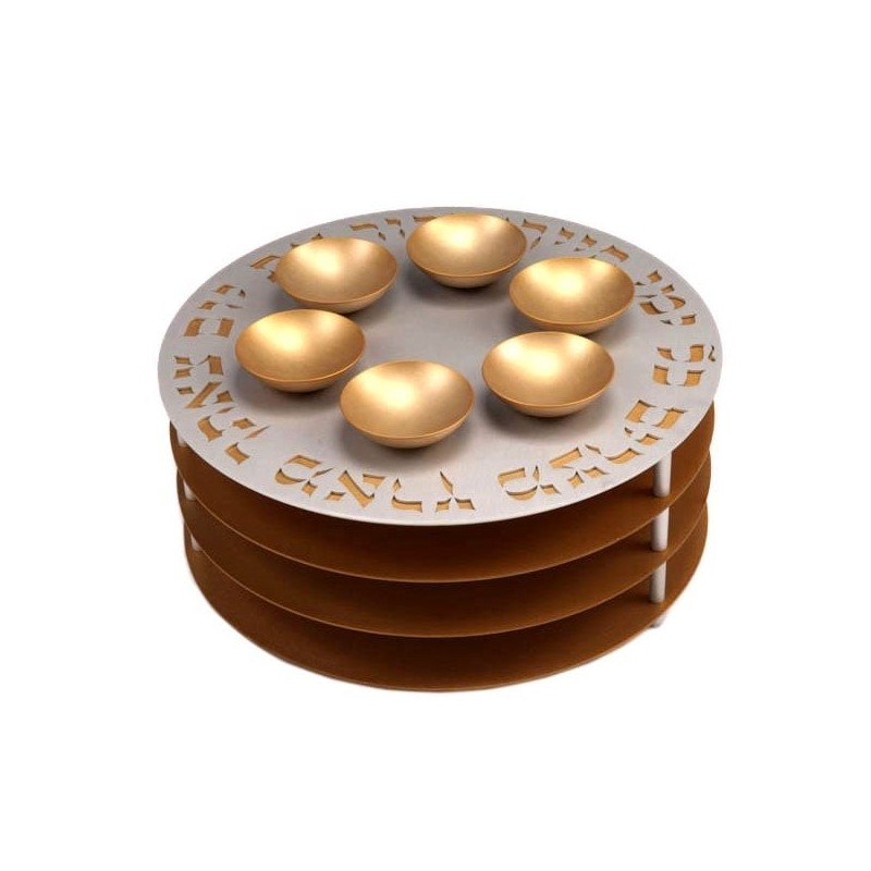 Three-Leveled Seder Plate By Agayof Design (Choice of Colors)