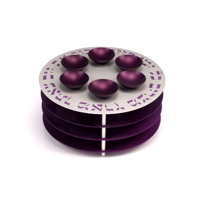 Three-Leveled Seder Plate By Agayof Design (Choice of Colors)