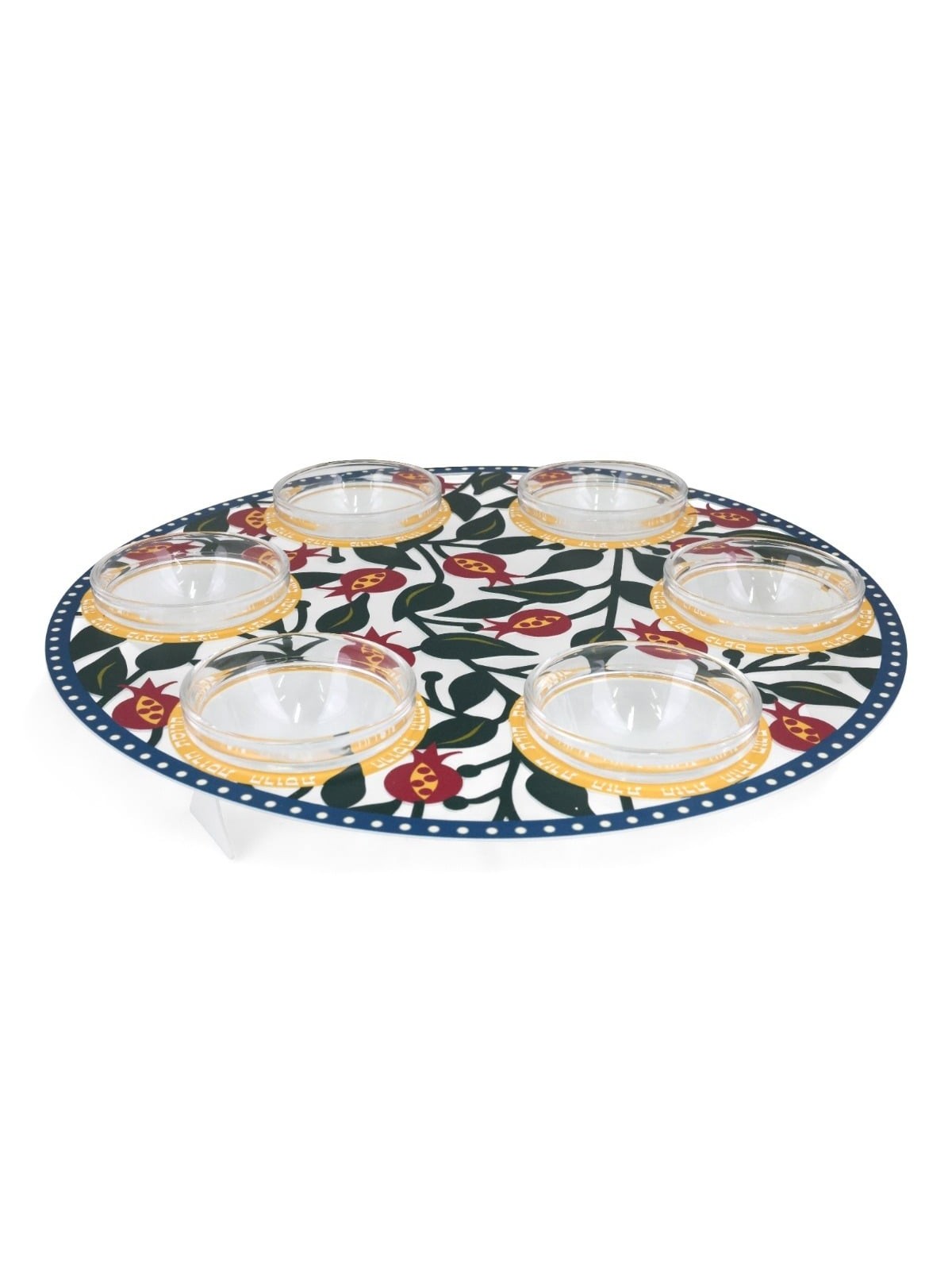 Metal Seder Plate and Matzah Tray Set By Dorit Judaica - Pomegranate M