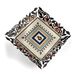 Metal Seder Plate and Matzah Tray Set By Dorit Judaica - Pomegranate M