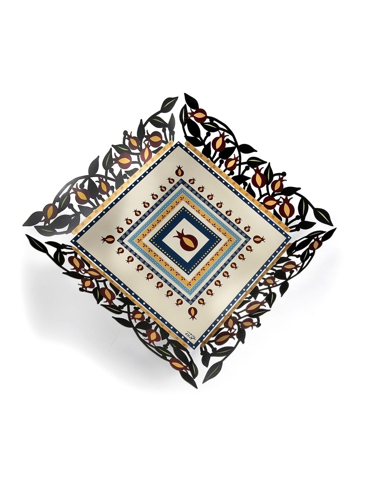Metal Seder Plate and Matzah Tray Set By Dorit Judaica - Pomegranate M