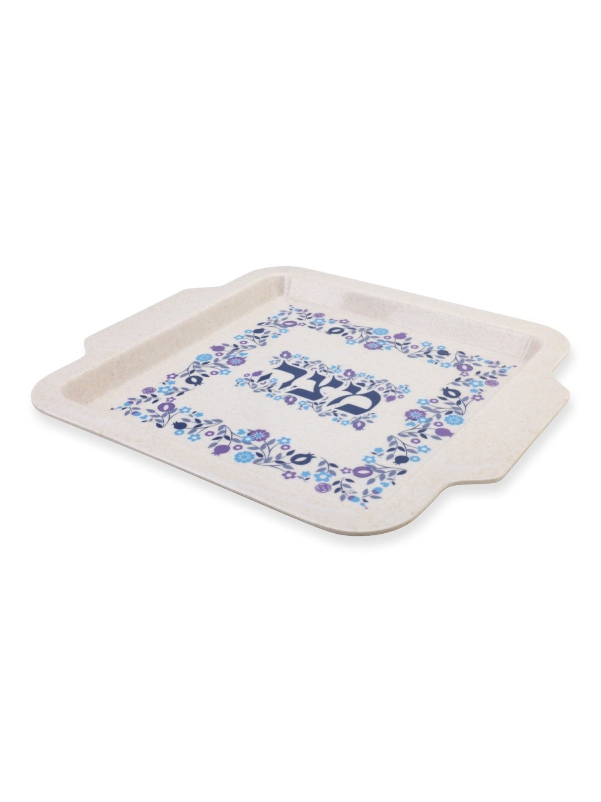 Floral Themed Passover Seder Plate & Matzah Tray Set - Blue and Purple