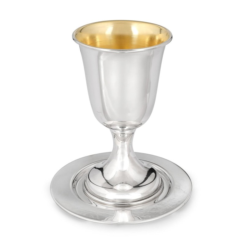 Bier Judaica Elegant Handcrafted Sterling Silver Kiddush Cup With Poli