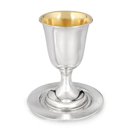Bier Judaica Elegant Handcrafted Sterling Silver Kiddush Cup With Poli