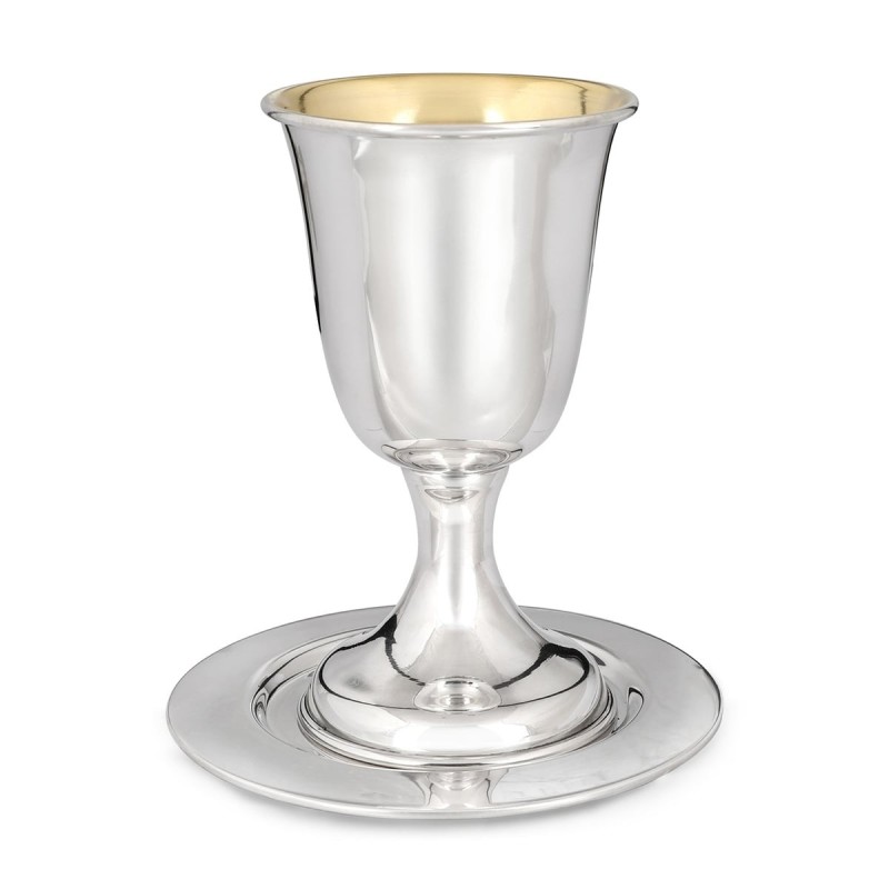 Bier Judaica Elegant Handcrafted Sterling Silver Kiddush Cup With Poli